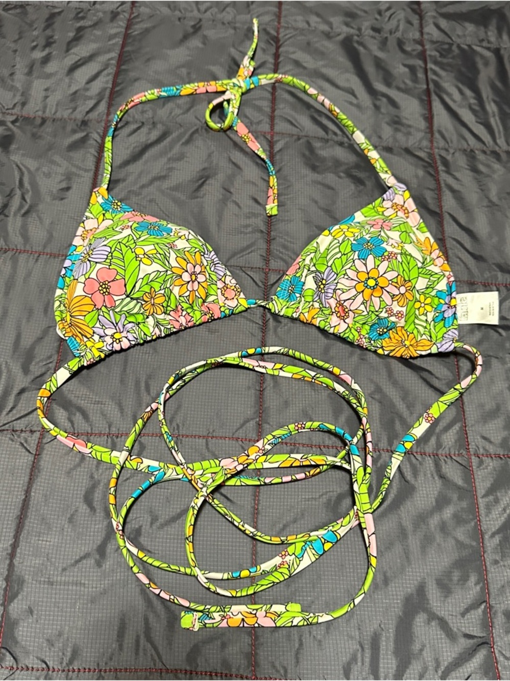 wild fable Floral Tie-Back Bikini Top in Green, Yellow, Pink, Blue